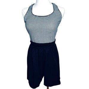 Jantzen Black Gingham One-Piece Swimsuit Size 12 Retro 80s 90s USA Modest Shorts
